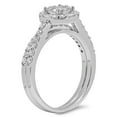 thumbnail image 3 of 0.80 Carat (ctw) 10K White Gold Round & Baguette Cut Diamond Ladies Cluster Bridal Engagement Ring With Matching Band Se, 3 of 7