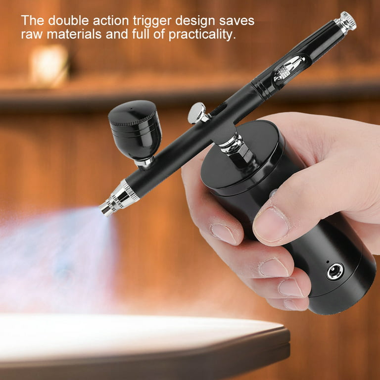 Tebru Air Compressor, Spray Air Brush Gun, 0.3mm Black Mini Air Compressor  Spray Gun Airbrush Set USB Powered 5V 