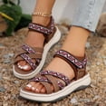 thumbnail image 3 of EKVAHL Women's Orthopedic Walking Sandals, Colorful Woven Ankle Strap Trainers, Arch Support Wide Width Thick Platform Beach Hiking Athletic Sandals Brown, 3 of 4