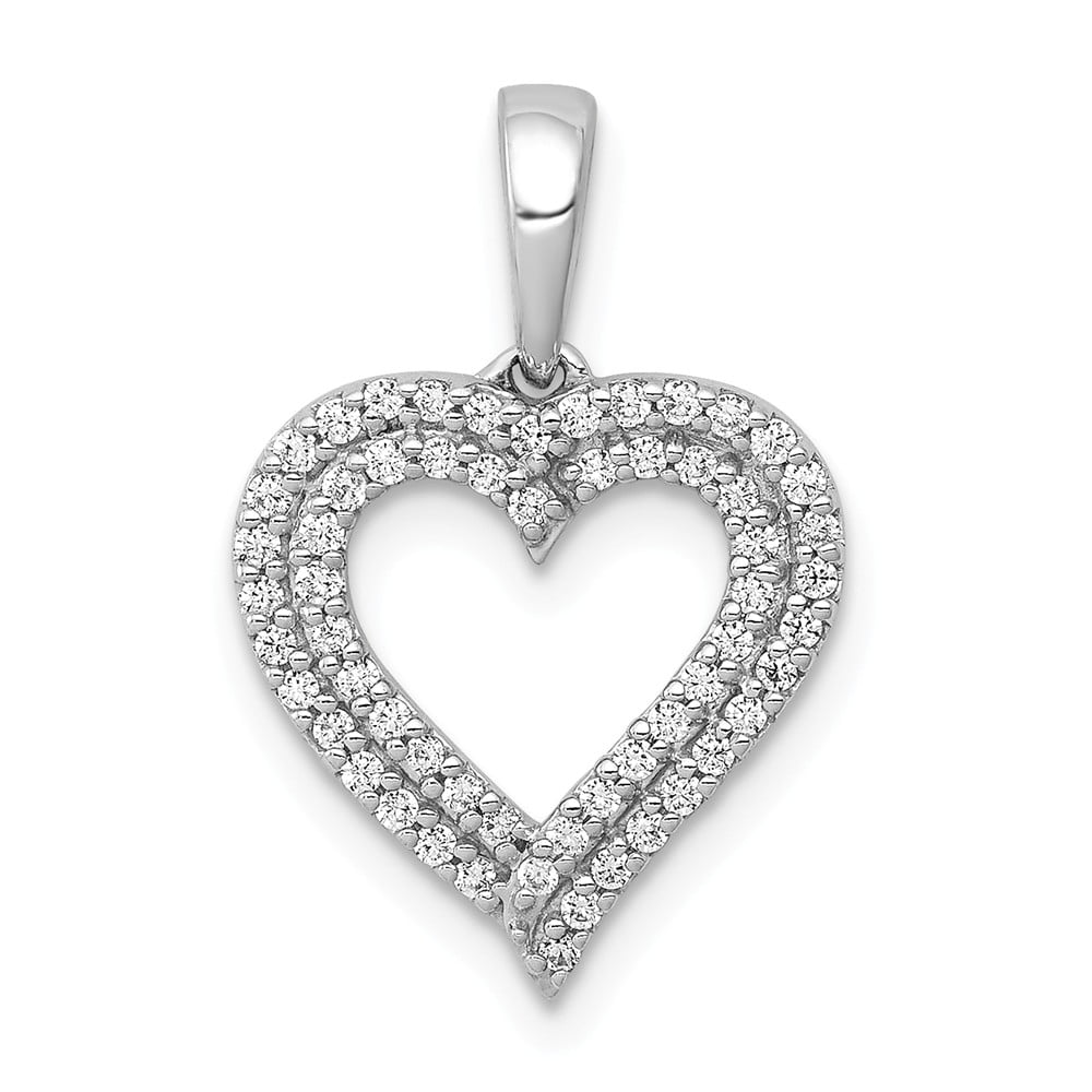 FB Jewels 14K White Gold 1/4 Carat Diamond Double Edged Heart Pendant ...