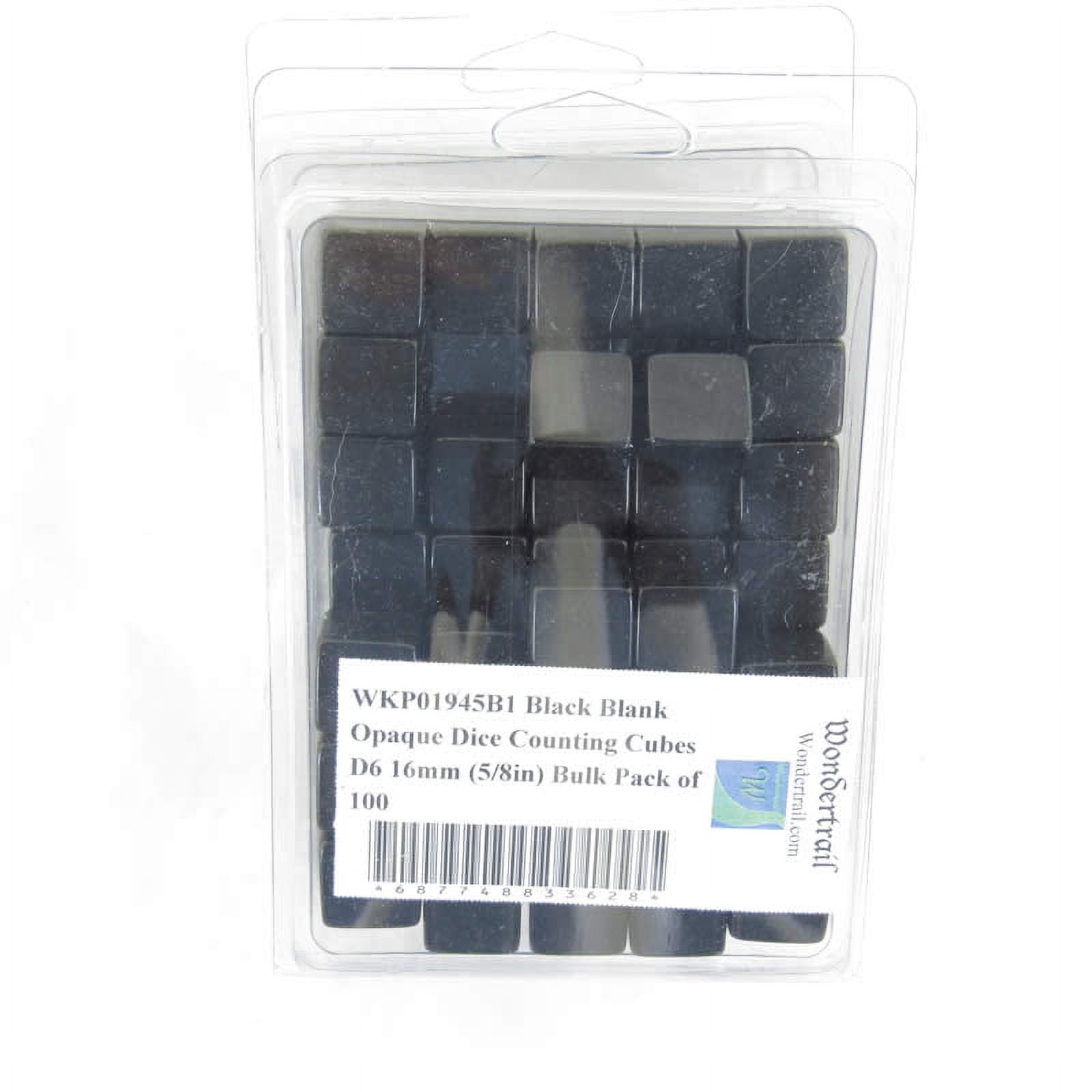 Black Blank Opaque Dice Counting Cubes D6 16mm (5/8in) Bulk Pack of 100 Wondertrail
