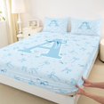 thumbnail image 4 of Erosebridal Kawaii Blue Bow Bed Sheets 4pcs For Girls Bed Sheets 4pcs,Personalized Initial A King Sheets, 4 of 5