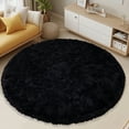 thumbnail image 3 of Socofuz Small Area Rug, 3x3 Round Black Indoor Ultra Soft Plush Rugs for Kids Boys Room, Non-Skid Rugs, Modern Nursery Faux Fur Carpet for Bedroom, 3 of 7