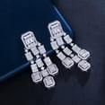 thumbnail image 6 of Noble Crystal Long Tassel Drop Dangle Earrings CZ Bridal Costume White Gold Gift, 6 of 8