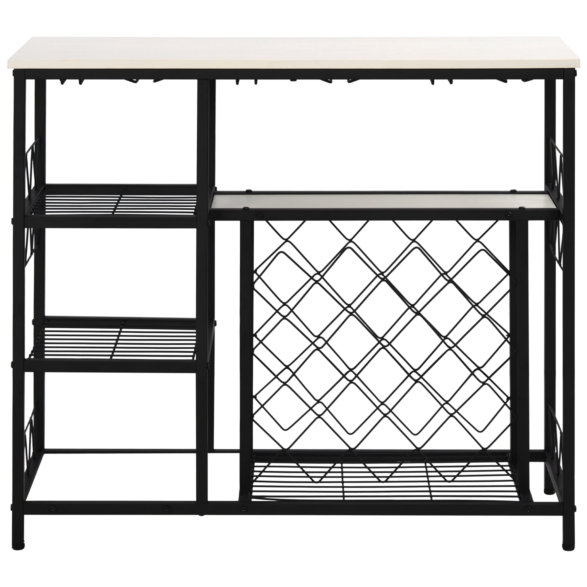 Private Jungle Modern Industrial Home Kitchen Dining Room Metal Wine Rack Table with Glass Holder,Freestanding Wine Bar Cabinet Console Table Buffet Table with 21 Bottles for Small Places,White Private Jungle Modern Industrial Home Kitchen Dining Room Metal Wine Rack Table with Glass Holder,Freestanding Wine Bar Cabinet Console Table Buffet Table with 21 Bottles for Small Places,White