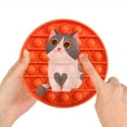 thumbnail image 2 of 1 Pce Jouet à Bulles Pop Rond 12cm/4.7 Po, Jouet Sensoriel à Bulles Circulaire avec Imprimé Animal Mignon Chat Loup Panda Girafe, Jouet à Bulles Pop en Silicone (Chat, Orange), 2 of 5