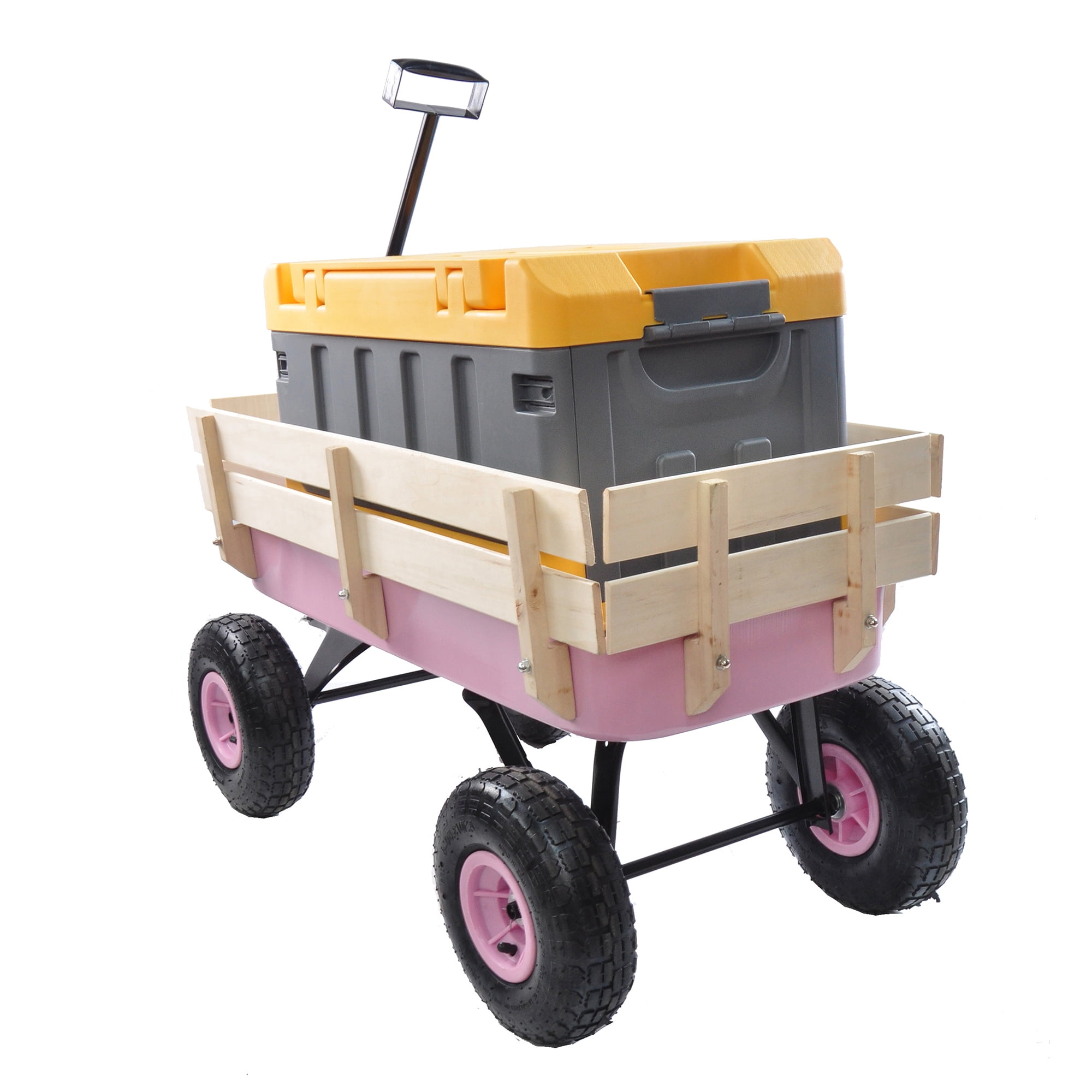 Aimee Lii Utility Wagon Cart, Beach Wagon with Wheels for Sand, Portable Wagon, Pink Aimee Lii Utility Wagon Cart, Beach Wagon with Wheels for Sand, Portable Wagon, Pink