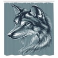thumbnail image 3 of Ambesonne Animal Shower Curtain, Wild Exotic Wolf Image, 69"Wx84"L, Slate Blue, 3 of 3