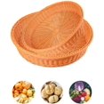 thumbnail image 1 of Cesta de Frutas de Ratán Sintético, Qiundar Cesta de Almacenamiento de 2 Piezas Cesta Tejida de Ratán Cesta de Almacenamiento de Pan de Frutas para Mesa de Cocina Cafeterías (25 * 7 cm, 30 * 7 cm), 1 of 5