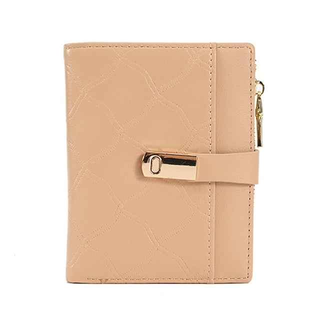 Cartera para Mujer Cuero Pequeño Bloqueo RFID Tarjetero con Bolsillo con Cremallera Plegable,Beige
