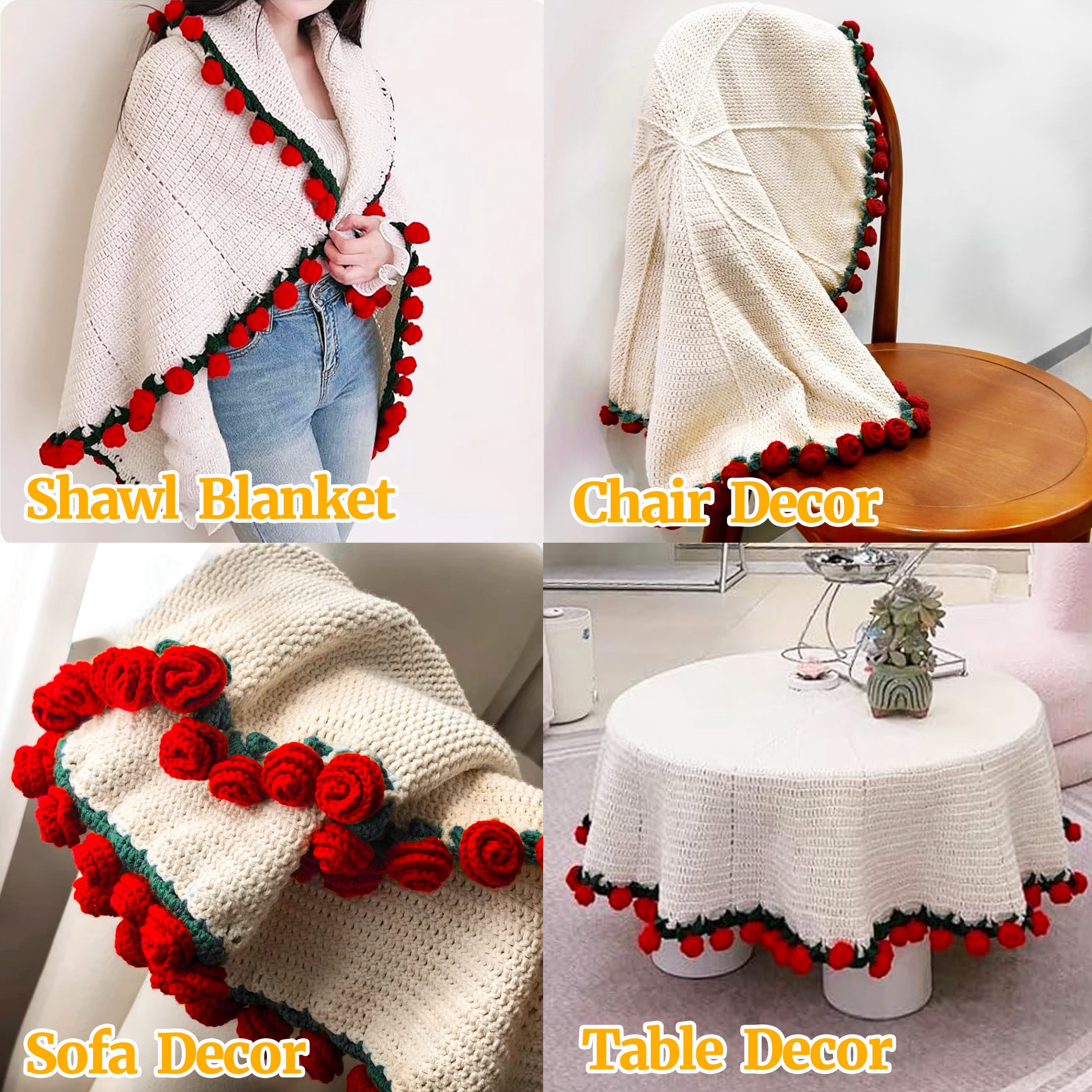 Hyindoor 41" Rose Flower Bouquet Blanket, Soft and Lightweight Knitted Throw Blankets Gifts for Birthday Wedding Mother's Day Valentine’s Day Christmas Home Decor