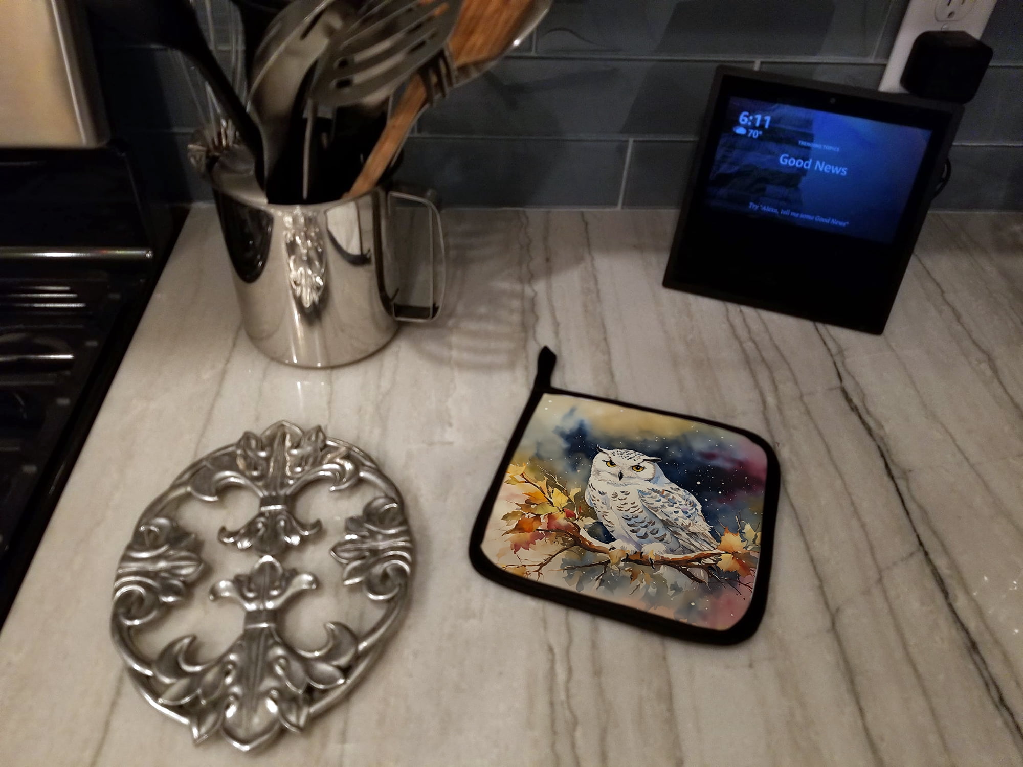 Carolines Treasures 7.5 x 7.5 in. Snowy Owl Pot Holders - Set of 2