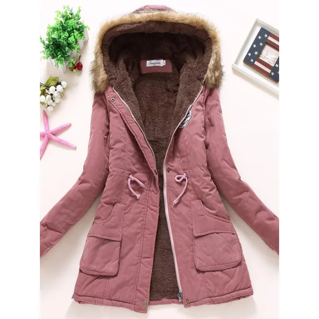 -Chaqueta de algodón acolchada para mujer, abrigo informal ajustado con capucha bordada, Parkas acolchadas, abrigo cálido, otoño e invierno, novedad