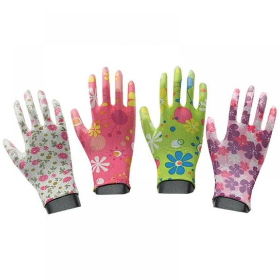4 Pair of Gardening Gloves, Breathable Flower Coated Women Work Gloves, Garden Gloves for Women
