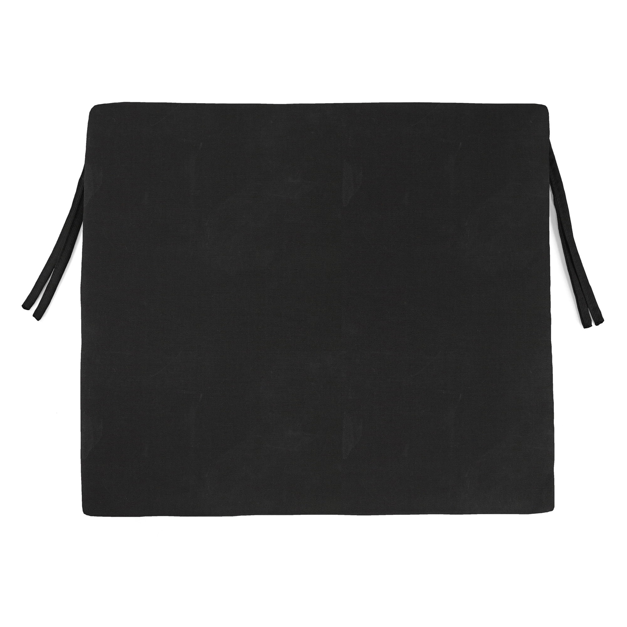 Jordan Manufacturing 20" x 18" Canvas Black Solid Rectangular Outdoor Chair Pad Seat Cushion with Ties (2 Pack)