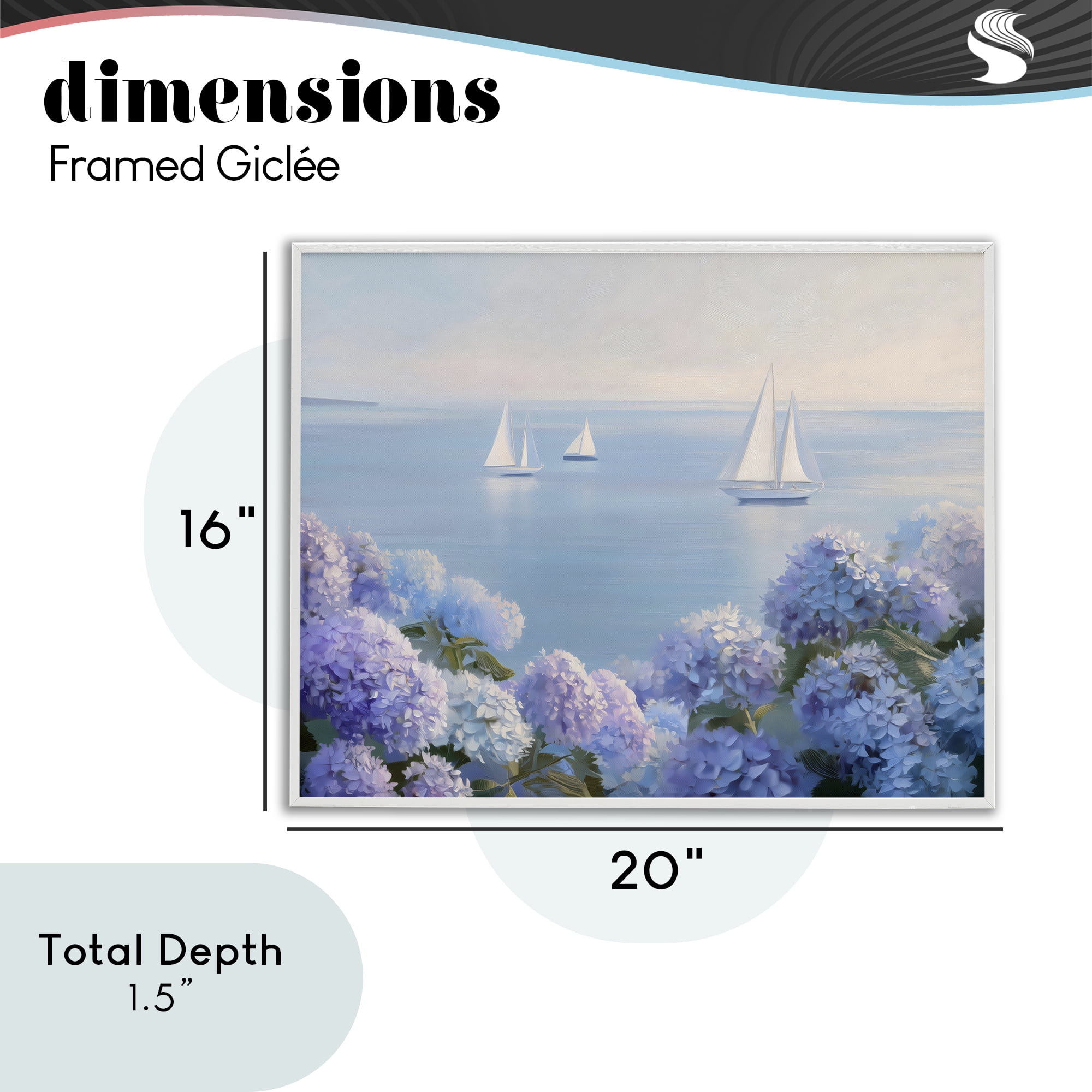 Stupell Industries Sailboats & Hydrangeas at Sea White Framed Giclee Art, design by LSR Design Studio