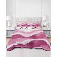 thumbnail image 3 of Quilts Full Size, Pink Waves Coastal Soft Comforter Bedding Set for Bed, Pink Ombre Summer Beach Oceans Lightweight Quilted Bedspread with Pillow Cover(2 Pieces) for All Season, 78x90 Inch, 3 of 6