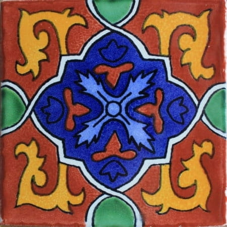 4.2x4.2 Terra Granada Talavera Mexican Tile, Set of 9 pcs