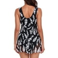 thumbnail image 5 of WREESH Womens One Piece Swimsuits Swimdress Fashion Feather Print Sleeveless Frenulum Bikini Skirt Swimsuit Bathing Suits Black, 5 of 7