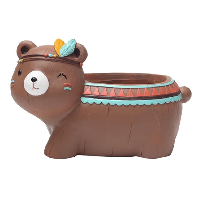 Vintage Boho Animal Planter Pot for Balcony Landscape Creative Decorative Flower Pots Brown Bear