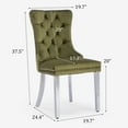thumbnail image 7 of SoarFlash Velvet Dining Chairs Set of 4, Tall Back Side Chair, Modern Upholstered Side Chair with Button Back Ring, Silver Plated Stainless Steel Legs (Olive Green), 7 of 7