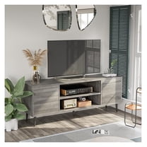 TV Stand for 65 Inch TV, Century Modern TV Stand, Entertainment Center with Storage Cabinet and Open Shelves, TV Console Table Media Cabinet for Living Room, and Bedroom (Gray)