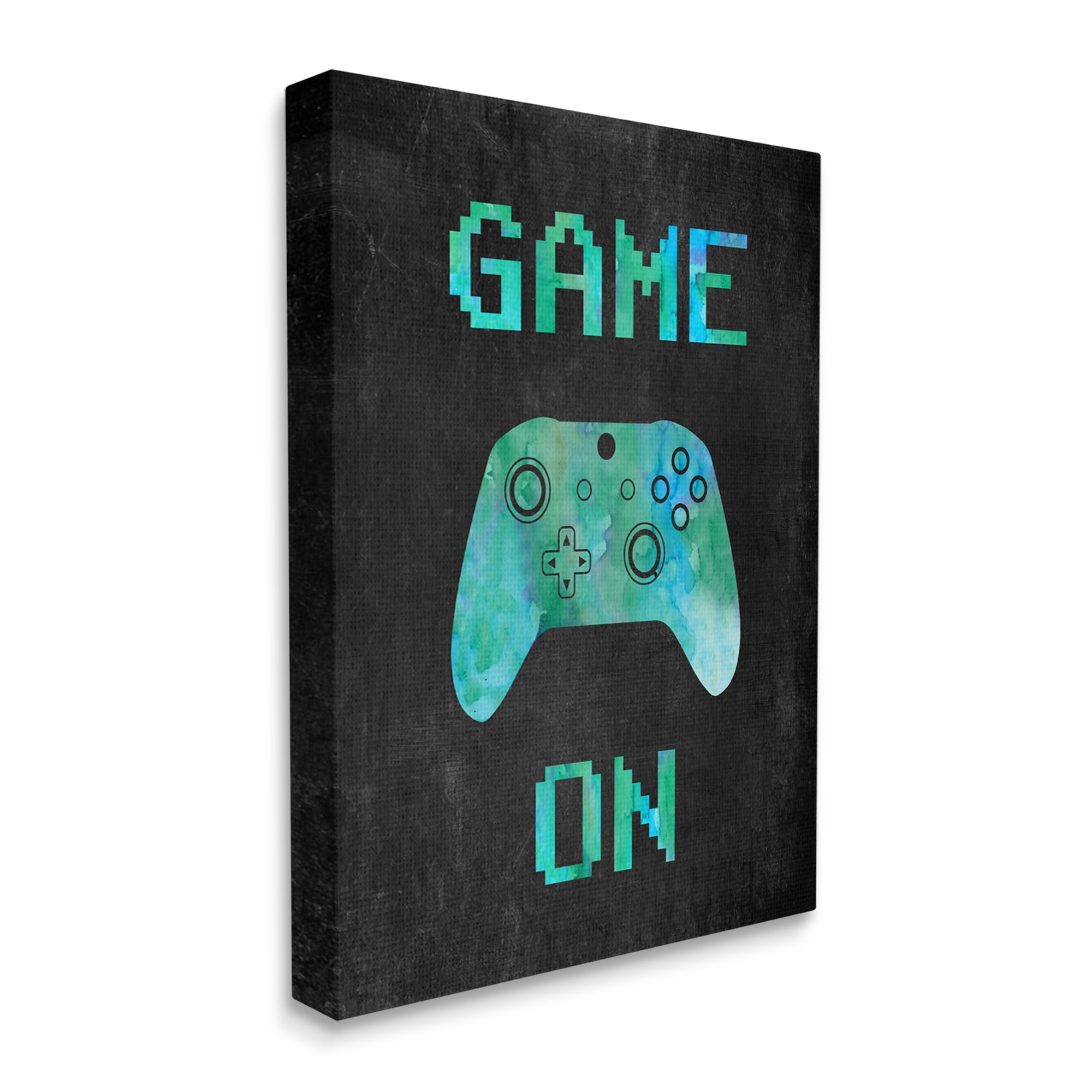 Stupell Industries Pixel Game On Controller Art for Kids Painting Gallery Wrapped Canvas Art Print Wall Art, 30 x 40