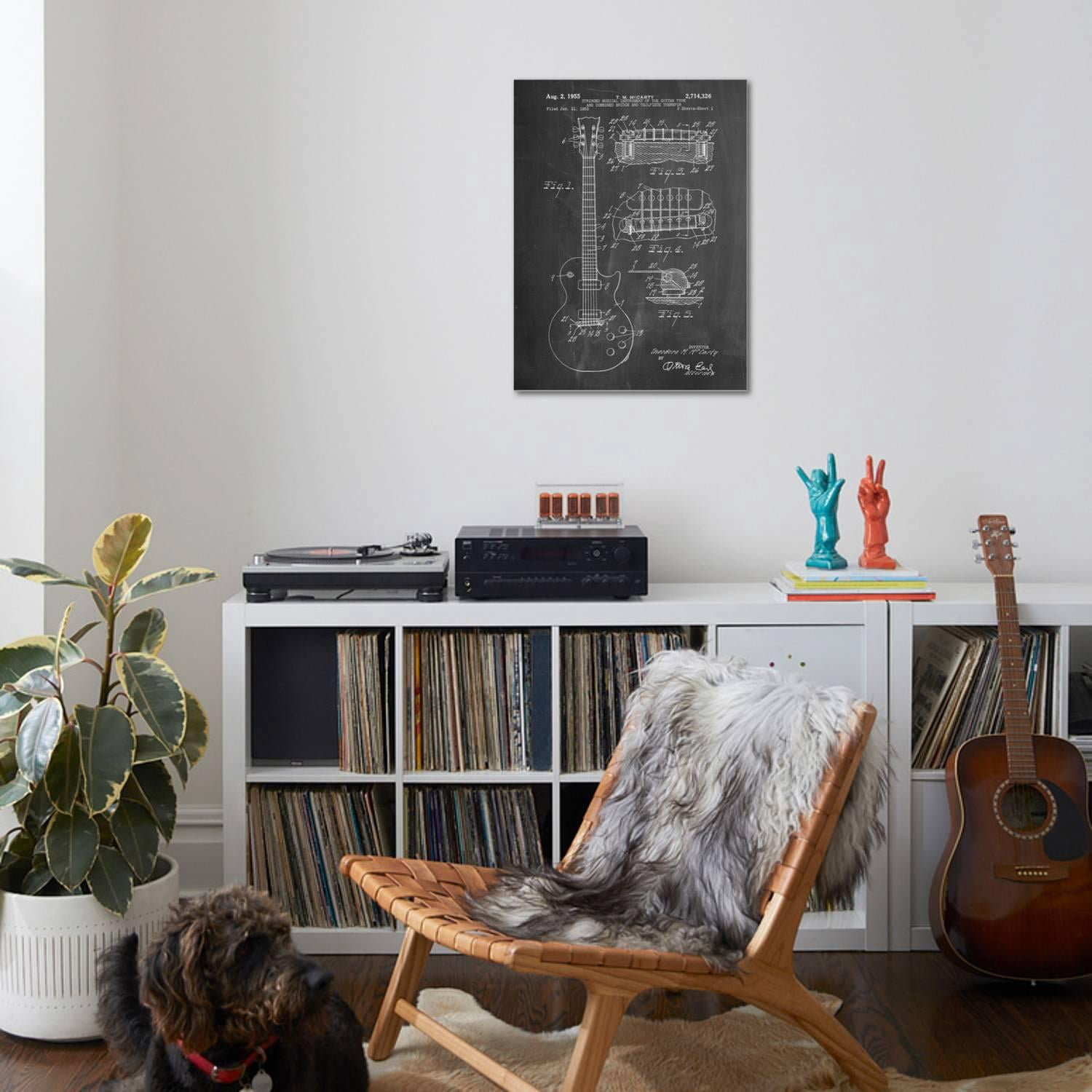 Art.com Gibson Les Paul Guitar Patent Stretched Canvas Print Wall Art by Cole Borders, 24" x 32"