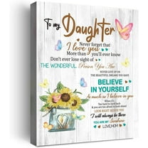 Gifts for Daughter - Hangable Canvas Poem Prints Framed Poster Wall Art for Daughter from Mom-Meaningful Daughter Gifts,Daughter Home Bedroom Living Room Wall Decor- Believe in Yourself