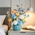 thumbnail image 4 of Pumpkin-Shaped Ceramic Vase with Handmade Silk Flower Arrangement for Living Room, Dining Table, and Home Decor Blue, 4 of 5