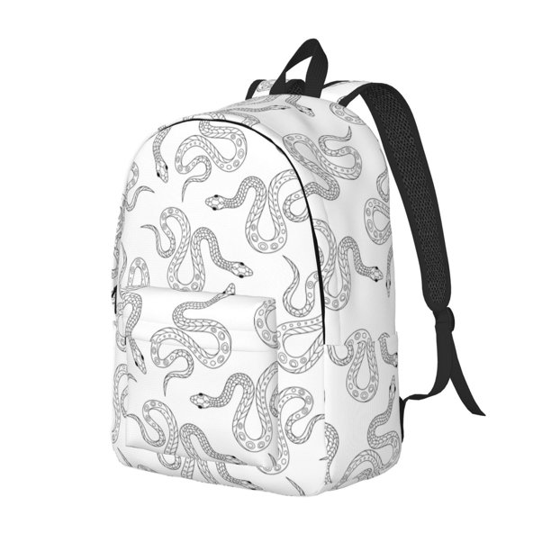 Balery Hand Drawn Snake Mochila Clásica Impresa Básica para Viaje, Mochila Escolar Resistente al Agua, Mochila de Lona con Correas Ajustables-Small