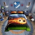 thumbnail image 2 of Erosebridal Soccer with Fire Bedding Full Comforter Set, Football Field Down Comforter, Reversible 3pcs, 2 of 8