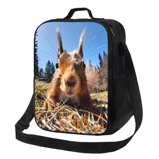 Disketp Close-Up Curious Squirrel Bolsa Térmica Estampada para Almuerzo, Lonchera para Hombres y Mujeres Adultos