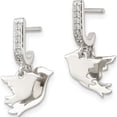 thumbnail image 2 of Sterling Silver 2 Birds Cz J-Hoop Post Earrings (20.2 X 12.9) Made In India qe16587, 2 of 5