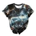 thumbnail image 6 of Penkiiy Galaxy Printed Shirt , Women's Cosmic Star Sky Print Funny Casual Fashion Short Sleeve Tops Blouse XL Black, 6 of 7