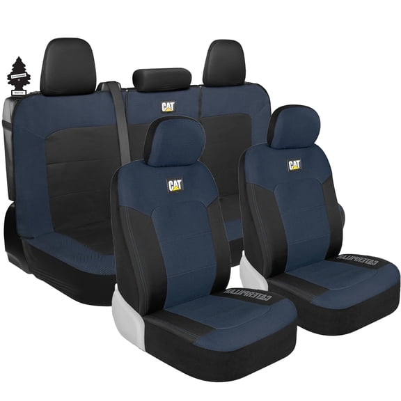 Yupbizauto New Full Bundle Set Car Seat Covers, Black and Blue, Premium Mesh Fabric, Universal Fit, Front and Back Seats, Heavy-Duty Protection