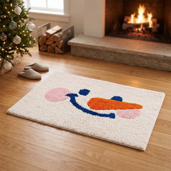 LACKUST Festive Christmas Doormat, Non‑Slip Washable Polyester Holiday Floor Rug for Entryway, Hallway, Bathroom, Kitchen and Covered Outdoor Home Decor, 1‑Pack