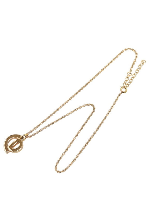 Pre-Owned Christian Dior Dior CD logo chain necklace gold plated women's