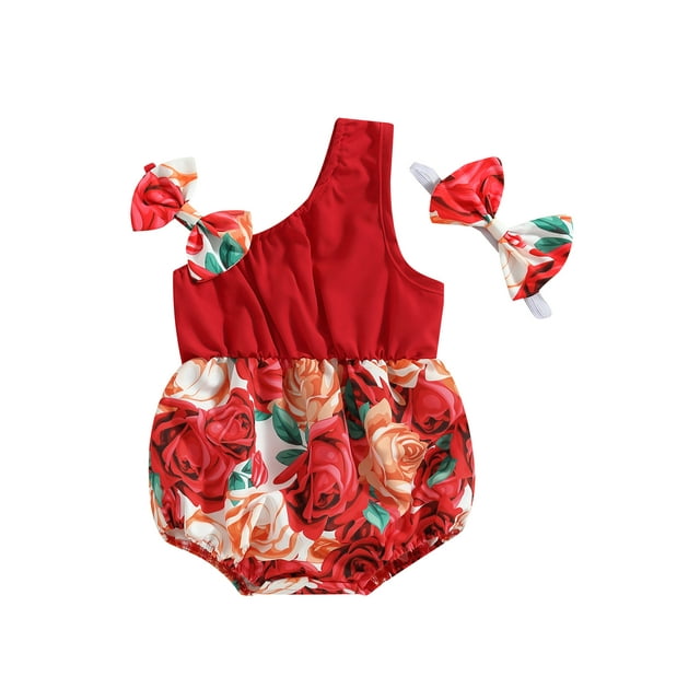 Kmbangi Ensemble de Barboteuse pour Bébés Filles Imprimé Rabbit Sans Manches + Bandeau Été Décontracté 0-18M