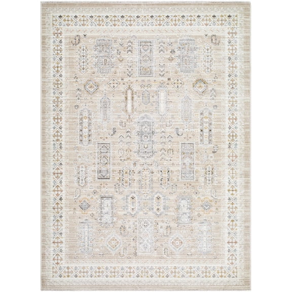 BoutiqueRugs Biming Traditional Area Rug - Machine Washable - Beige, Cream, Taupe - 5'3" x 7'