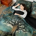 thumbnail image 3 of Manfei Natural Landscape 7 Pieces Bedding Comforter Set,Tree Of Life Full Bedding Set,Vintage Boho Theme Fitted Sheet Flat Sheet For Kids,Microfiber Bedroom Decor Reversible, 3 of 7
