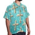 thumbnail image 2 of Easter Cross Men's Short Sleeve Beach Shirts Button Down Poplin Casual Printed Summer Unisex, 2 of 6