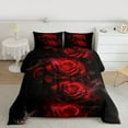 thumbnail image 2 of Castle Fairy Boys Girls Floral Red Rose Full Size Comforter Sets 3-Piece,Chic Flowers Bedding Comforter Set,Black Red Lightweight Bedding Sets,Luxury Bedroom Decor,Reversible, 2 of 8