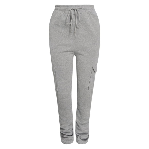 Pantalones cargo Gibobby Mujer pantalones gruesos y cálidos casuales con cordón para exteriores gris M