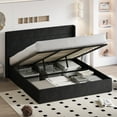 thumbnail image 4 of Einfach King Size Lift up Platform Storage Bed Frame with Velvet Upholstered Wingback Panel Headboard, Black, 4 of 10