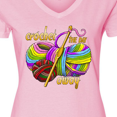 thumbnail image 4 of Inktastic Crochet the Day Away Women's V-Neck T-Shirt, 4 of 5