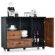 thumbnail image 5 of Costway Armario giratorio en estilo industrial, armario portátil en estilo retro con puerta, 2 compartimientos abiertos y 2 cajones, despensa para cocina, archivo para casa y oficina, 5 of 6