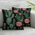 thumbnail image 3 of GOSMITH Cute Cactus Throw Pillow Covers with Hidden Zipper, Green Plant with Pink Flowers Pillow Case Farmhouse Pillow Cushion Cover for Bedroom Couch Sofa Bed Home Outdoor Indoor Decorative, 3 of 5