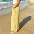 thumbnail image 7 of TaTaai Womens Plus Size Wide Leg Pants High Waisted Side Tie Elastic Drawstring Waist Side Pocket Solid Soft Breathable Linen Trousers for Summer Gift, 7 of 7