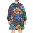 thumbnail image 2 of Wearable Oversized Blanket,Pioneer Flower Floral Print Pattern Wearable Blanket Hoodie for Adults,Cozy Hooded Blankets with Super Pockets,Super Warm Fuzzy Pullover for Women & Men, 2 of 6